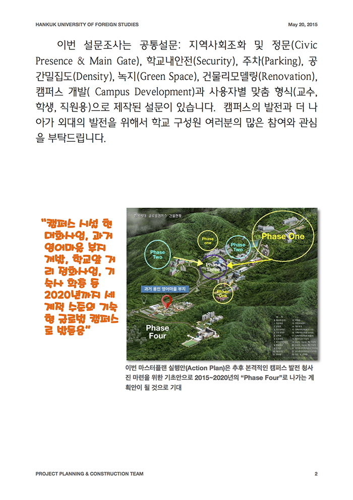한국외국어대학교 글로벌캠퍼스 마스터플랜 작성을 위한 Action Plan